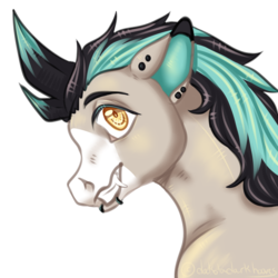 Size: 2700x2700 | Tagged: safe, artist:dakotadarkhooves, oc, oc only, oc:nightlore, pony, unicorn, vampire, high res, horn, looking at you, male, piercing, simple background, solo, stallion, transparent background