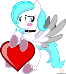 Size: 2048x2279 | Tagged: safe, artist:kasjer19, artist:kolo-chan, oc, oc only, oc:shine heart, pegasus, pony, base used, blush sticker, blushing, female, heart, high res, holiday, mare, simple background, solo, transparent background, valentine's day