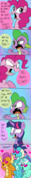 Size: 500x2814 | Tagged: safe, artist:emositecc, lyra heartstrings, pinkie pie, princess ember, smolder, spike, twilight sparkle, dragon, earth pony, pony, g4, school daze, season 8, band geeks, comic, female, hand, heart eyes, horn, male, ship:emberspike, ship:spolder, shipping, speech, spike gets all the dragons, spike gets all the mares, spongebob squarepants, spyra, straight, text, that pony sure does love hands, wingding eyes