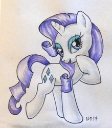 Size: 900x1026 | Tagged: safe, artist:andpie, rarity, pony, unicorn, g4, female, mare, raised hoof, solo, traditional art