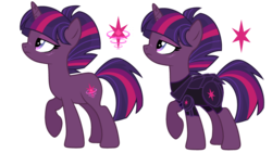 Size: 1024x579 | Tagged: safe, artist:darlyjay, oc, oc:redwood sparkle, pony, unicorn, g4, my little pony: the movie, armor, female, magical lesbian spawn, mare, offspring, parent:tempest shadow, parent:twilight sparkle, parents:tempestlight, simple background, solo, transparent background