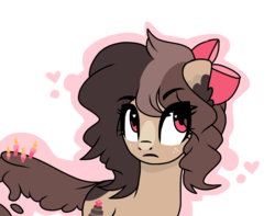 Size: 1098x864 | Tagged: safe, artist:chococakebabe, oc, oc only, oc:choco cake delight, earth pony, pony, bow, female, hair bow, heart eyes, mare, simple background, solo, transparent background, wingding eyes