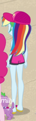 Size: 303x1000 | Tagged: safe, screencap, pinkie pie, rainbow dash, spike, spike the regular dog, dog, equestria girls, equestria girls series, forgotten friendship, g4, clothes, cropped, rear view, swimsuit