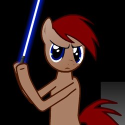 Size: 800x800 | Tagged: safe, artist:gexon_pane, oc, oc only, unnamed oc, bipedal, darkness, lightsaber, recolor, solo, star wars, weapon