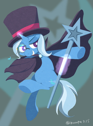 Size: 948x1289 | Tagged: safe, artist:noupu, trixie, pony, unicorn, g4, cape, clothes, female, hat, mare, monocle, solo, top hat