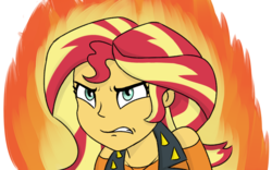 Size: 840x525 | Tagged: safe, artist:boushi33, sunset shimmer, equestria girls, equestria girls specials, g4, my little pony equestria girls: better together, my little pony equestria girls: forgotten friendship, angry, clothes, female, fiery shimmer, fire, gritted teeth, simple background, solo, transparent background