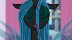 Size: 800x450 | Tagged: safe, screencap, queen chrysalis, changeling, changeling queen, a canterlot wedding, g4, season 2, adorkable, animated, bouncing, cute, cutealis, dork, dorkalis, eyes closed, female, gif, happy, hopping, invisible stallion, jumping, loop, open mouth, out of context, perfect loop, pronking, silly, silly pony, smiling, solo
