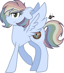 Size: 901x1024 | Tagged: safe, artist:gallantserver, oc, oc:north star, pegasus, pony, concave belly, female, magical lesbian spawn, mare, not rainbow dash, offspring, parent:daring do, parent:rainbow dash, parents:daringdash, rainbow hair, simple background, solo, transparent background
