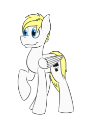 Size: 1024x1384 | Tagged: safe, artist:recordmelodie, oc, oc:kami, pegasus, pony, male, raised hoof, simple background, solo, stallion, standing, transparent background