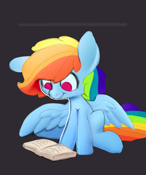 Size: 2508x3000 | Tagged: safe, artist:swerve-art, rainbow dash, pegasus, pony, g4, book, female, high res, reading, simple background, sitting, solo