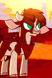 Size: 268x400 | Tagged: safe, arizona (tfh), cow, them's fightin' herds, animated, bandana, cloven hooves, community related, female, idle animation, pawing the ground, solo