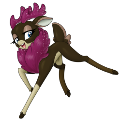 Size: 3000x3000 | Tagged: safe, artist:poole, velvet (tfh), deer, reindeer, them's fightin' herds, community related, female, high res, leaping, simple background, solo, transparent background