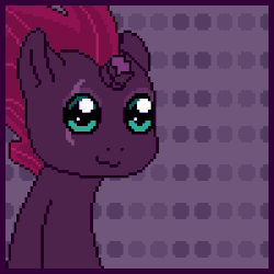 Size: 300x300 | Tagged: safe, artist:imreer, tempest shadow, twilight sparkle, pony, unicorn, g4, my little pony: the movie, animated, boop, broken horn, cross-popping veins, duo, eye scar, fangs, female, horn, mare, pixel art, red eyes, scar