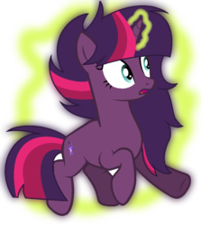 Size: 938x1051 | Tagged: safe, artist:rainbows-skies, oc, oc only, oc:galaxy sparkle, pony, unicorn, base used, female, glowing, glowing horn, horn, levitation, magic, magical lesbian spawn, mare, next generation, offspring, parent:tempest shadow, parent:twilight sparkle, parents:tempestlight, self-levitation, simple background, solo, telekinesis, transparent background