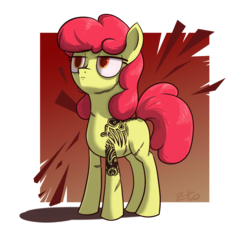 Size: 900x850 | Tagged: safe, artist:hc0, apple bloom, pony, g4, blank flank, female, scar, simple background, solo, tattoo, transparent background