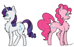 Size: 2300x1472 | Tagged: safe, artist:lceiandic, pinkie pie, rarity, g4, chest fluff, fluffy, simple background, transparent background