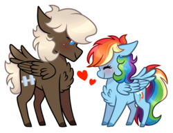 Size: 1806x1392 | Tagged: safe, artist:artistcoolpony, dumbbell, rainbow dash, g4, chest fluff, dumbdash, female, heart, male, shipping, simple background, straight, transparent background