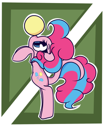 Size: 1709x2040 | Tagged: safe, artist:hedgehog-plant, pinkie pie, earth pony, pony, g4, balancing, ball, dock, female, leonine tail, mare, multicolored mane, multicolored tail, ponies balancing stuff on their nose, solo