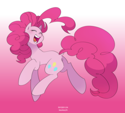 Size: 1900x1720 | Tagged: safe, artist:potetecyu_to, pinkie pie, earth pony, pony, g4, cute, cutie mark, diapinkes, eyes closed, female, gradient background, mare, open mouth, simple background, smiling, solo