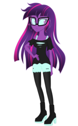 Size: 2150x3435 | Tagged: dead source, safe, artist:wubcakeva, sci-twi, twilight sparkle, equestria girls, g4, casual, causal midnight sparkle, clothes, female, glasses, hand on hip, high heels, high res, midnight sparkle, shirt, shoes, shorts, simple background, solo, transparent background
