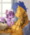 Size: 1650x1900 | Tagged: dead source, safe, artist:makkah, flash sentry, twilight sparkle, alicorn, pegasus, pony, g4, buff, clothes, ear piercing, earring, eye contact, female, flash hunktry, flex sentry, grumpy, grumpy twilight, jewelry, looking at each other, maid, male, mare, muscles, piercing, ship:flashlight, shipping, stallion, straight, tattoo, torn ear, twilight sparkle (alicorn)