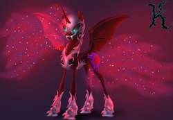 Size: 1280x887 | Tagged: safe, artist:keter cyan, artist:keterglord, nightmare moon, alicorn, pony, fallout equestria, fallout equestria: vivat littlepip, g4, armor, cyrillic, evil, fanfic, fanfic art, fangs, looking down, russian