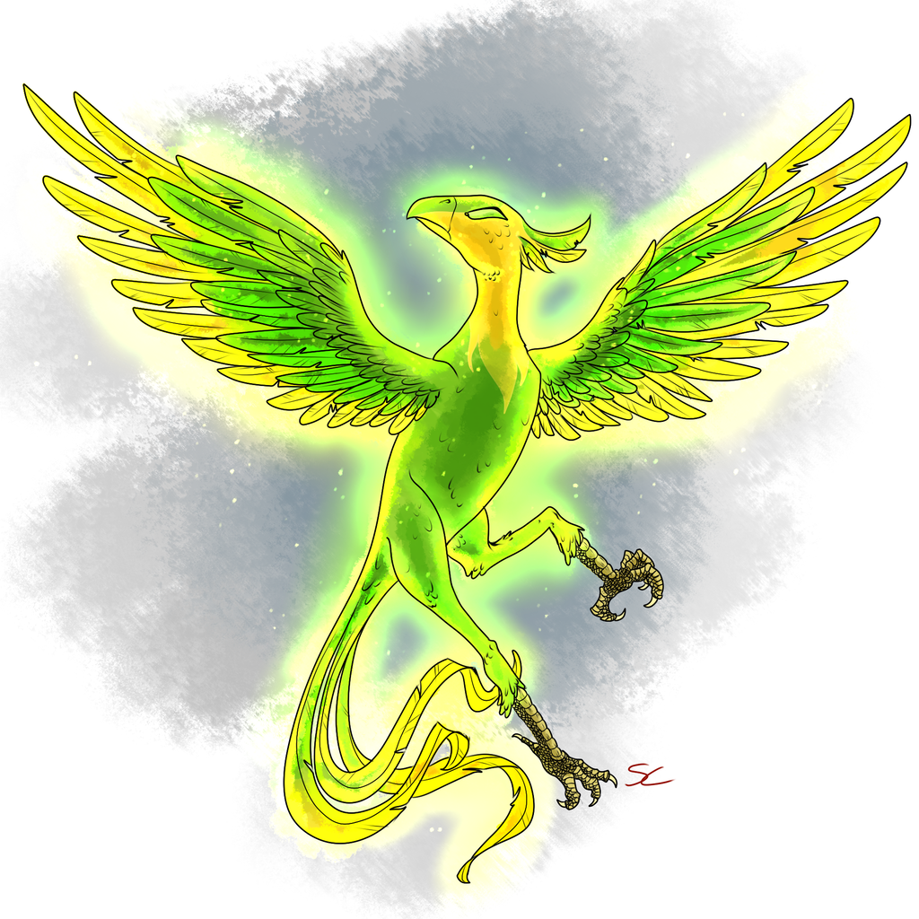 green phoenix bird