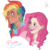 Size: 900x900 | Tagged: safe, artist:icananas, pinkie pie, rainbow dash, human, g4, bust, dark skin, humanized, moderate dark skin, portrait, watermark