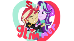 Size: 1280x718 | Tagged: safe, artist:famymotta, starlight glimmer, sunset shimmer, equestria girls, g4, female, lesbian, ship:shimmerglimmer, shipping, simple background, transparent background