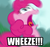 Size: 760x719 | Tagged: safe, edit, edited screencap, screencap, pinkie pie, g4, my little pony: friendship is magic, too many pinkie pies, blurry, excessive exclamation marks, faic, image macro, meme, not salmon, wat, wheeze