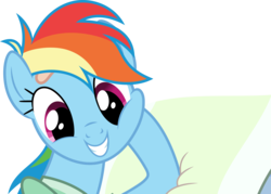 Size: 5000x3581 | Tagged: safe, artist:dashiesparkle, rainbow dash, pegasus, pony, g4, read it and weep, .svg available, absurd resolution, bed, cute, dashabetes, female, looking down, mare, simple background, smiling, solo, squishy cheeks, transparent background, vector