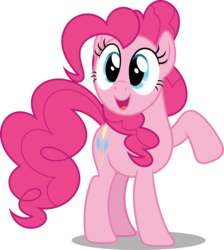Size: 4472x5000 | Tagged: safe, artist:dashiesparkle, pinkie pie, earth pony, pony, g4, games ponies play, .svg available, absurd resolution, cute, diapinkes, female, looking up, mare, raised hoof, simple background, smiling, solo, transparent background, vector