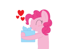 Size: 2736x1728 | Tagged: safe, artist:evilbelle38, pinkie pie, g4, blushing, eyes closed, female, heart, present, solo