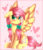 Size: 3470x4000 | Tagged: safe, artist:adostume, fluttershy, pegasus, pony, g4, alternate hairstyle, blushing, cute, cutie mark hair accessory, daaaaaaaaaaaw, eye clipping through hair, female, floppy ears, hairclip, heart, heart eyes, high res, looking at you, looking sideways, loving gaze, mare, pigtails, ponytails, shy, shyabetes, sitting, smiling, solo, spread wings, turned head, wingding eyes, wings