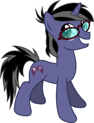 Size: 4469x5844 | Tagged: safe, artist:livehotsun, oc, oc only, oc:ngkq, pony, unicorn, absurd resolution, commission, glasses, male, simple background, smiling, solo, stallion, transparent background, vector