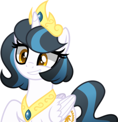 Size: 4000x4154 | Tagged: safe, artist:orin331, oc, oc only, oc:celestial sun, alicorn, pony, absurd resolution, alicorn oc, crown, female, jewelry, mare, offspring, parent:king sombra, parent:princess celestia, parents:celestibra, raised hoof, regalia, simple background, solo, transparent background