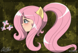 Size: 3098x2092 | Tagged: safe, artist:aloubell, fluttershy, human, g4, bust, eared humanization, high res, humanized, ponytail, portrait