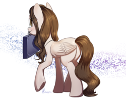 Size: 1655x1300 | Tagged: safe, artist:divlight, oc, oc only, pegasus, pony, female, mare, mouth hold, solo, suitcase