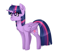 Size: 2383x2203 | Tagged: safe, artist:roieen, twilight sparkle, alicorn, pony, g4, female, high res, simple background, smiling, solo, twilight sparkle (alicorn), white background