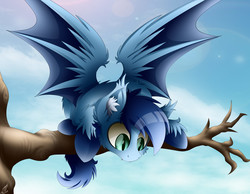 Size: 4500x3500 | Tagged: safe, artist:colarix, oc, oc:johan, bat pony, hunting, outdoors, tree, tree branch