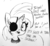 Size: 1320x1220 | Tagged: safe, artist:tjpones, twilight sparkle, pony, unicorn, g4, black and white, bust, dialogue, ear fluff, eyepatch, female, future twilight, grayscale, implied twilight sparkle, ink drawing, mare, monochrome, monster hunter, monster hunter world, offscreen character, open mouth, solo, time travel, traditional art