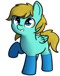 Size: 362x461 | Tagged: safe, artist:neuro, oc, oc only, oc:balmy breeze, pegasus, pony, blue eyes, blue socks, clothes, cute, happy, simple background, smiling, socks, solo, transparent background, yellow mane