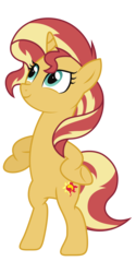 Size: 2500x5000 | Tagged: safe, artist:scarlet-spectrum, sunset shimmer, pony, unicorn, equestria girls specials, g4, my little pony equestria girls: mirror magic, bipedal, female, high res, mare, simple background, smiling, solo, standing, transparent background, underhoof, vector