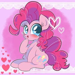 Size: 768x768 | Tagged: safe, artist:nanima, pinkie pie, earth pony, pony, g4, cute, diapinkes, female, heart, heart eyes, looking at you, solo, wingding eyes
