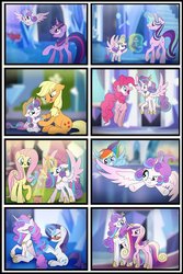 Size: 4000x6000 | Tagged: safe, artist:bonsia-lucky, applejack, fluttershy, pinkie pie, princess cadance, princess flurry heart, rainbow dash, rarity, starlight glimmer, twilight sparkle, alicorn, earth pony, pegasus, pony, unicorn, g4, adult, age progression, applejack's hat, aunt and niece, baby, bandage, comic, cowboy hat, cute, doll, dressup, family, female, filly, flower, flower pot, flying, glowing horn, growing up, growth, hat, horn, magic, mane six, mare, mother and child, mother and daughter, no dialogue, older, progression, teenager, telekinesis, toy, twilight sparkle (alicorn)
