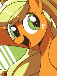 Size: 768x1024 | Tagged: safe, artist:erufi, applejack, earth pony, pony, g4, female, looking at you, mare, solo