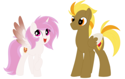 Size: 1499x950 | Tagged: safe, artist:missbramblemele, oc, oc only, oc:skylark, oc:valiant heart, alicorn, pony, colored wings, colored wingtips, female, male, mare, simple background, stallion, transparent background