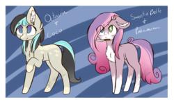 Size: 717x429 | Tagged: safe, artist:pinkdolphin147, coco pommel, octavia melody, pinkie pie, sweetie belle, oc, oc only, earth pony, pony, g4, chest fluff, female, floppy ears, fusion, knife, mare, mouth hold, pinkamena diane pie