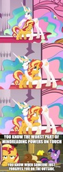Size: 500x1353 | Tagged: safe, screencap, princess celestia, sunset shimmer, twilight sparkle, alicorn, pony, unicorn, equestria girls, equestria girls specials, g4, my little pony equestria girls: better together, my little pony equestria girls: forgotten friendship, female, fireplace, horn, image macro, mare, meme, scroll, the prodigal sunset, twilight sparkle (alicorn)
