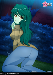 Size: 2206x3144 | Tagged: safe, artist:clouddg, wallflower blush, equestria girls, equestria girls specials, g4, my little pony equestria girls: better together, my little pony equestria girls: forgotten friendship, adorasexy, ass, butt, clothes, cute, female, high res, jeans, looking at you, looking back, looking back at you, open mouth, sexy, signature, solo, sweater, wallflower butt
